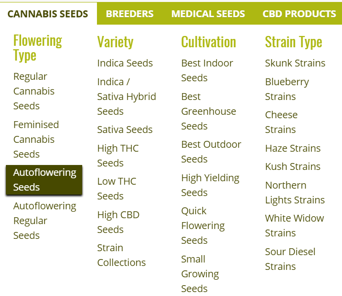 Different kinds of weed seeds
